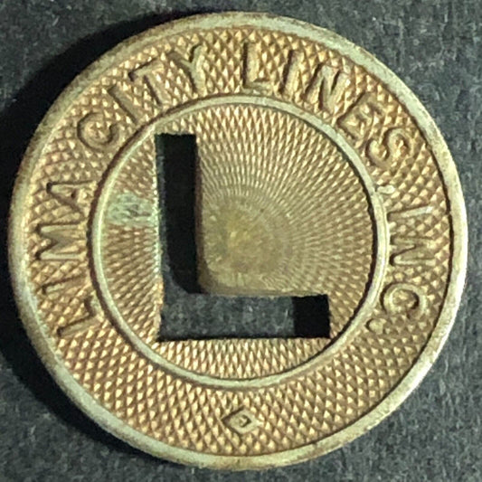 Lima City Lines (OHIO) WM G/F One Fare Token 16.42mm