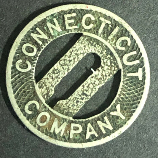 c1920-40's 16mm "Connecticut Company" G/F One Fare - Brass Transit Token CONN