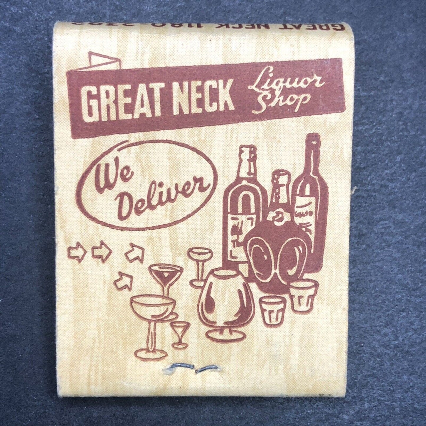 Great Neck Liquor Shop Middle Neck Rd. Full Matchbook c1940's Scarce VGC