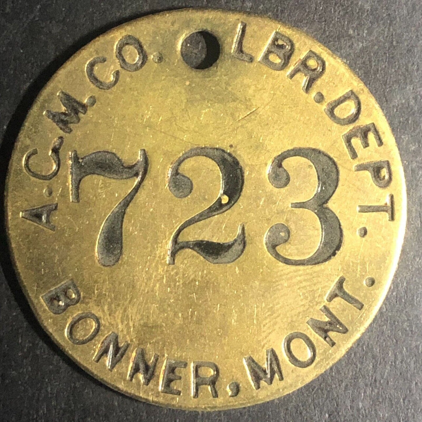 Anaconda Copper Mining Co. Bonner, MONT MT Brass Tool Check Tag #723 Scarce