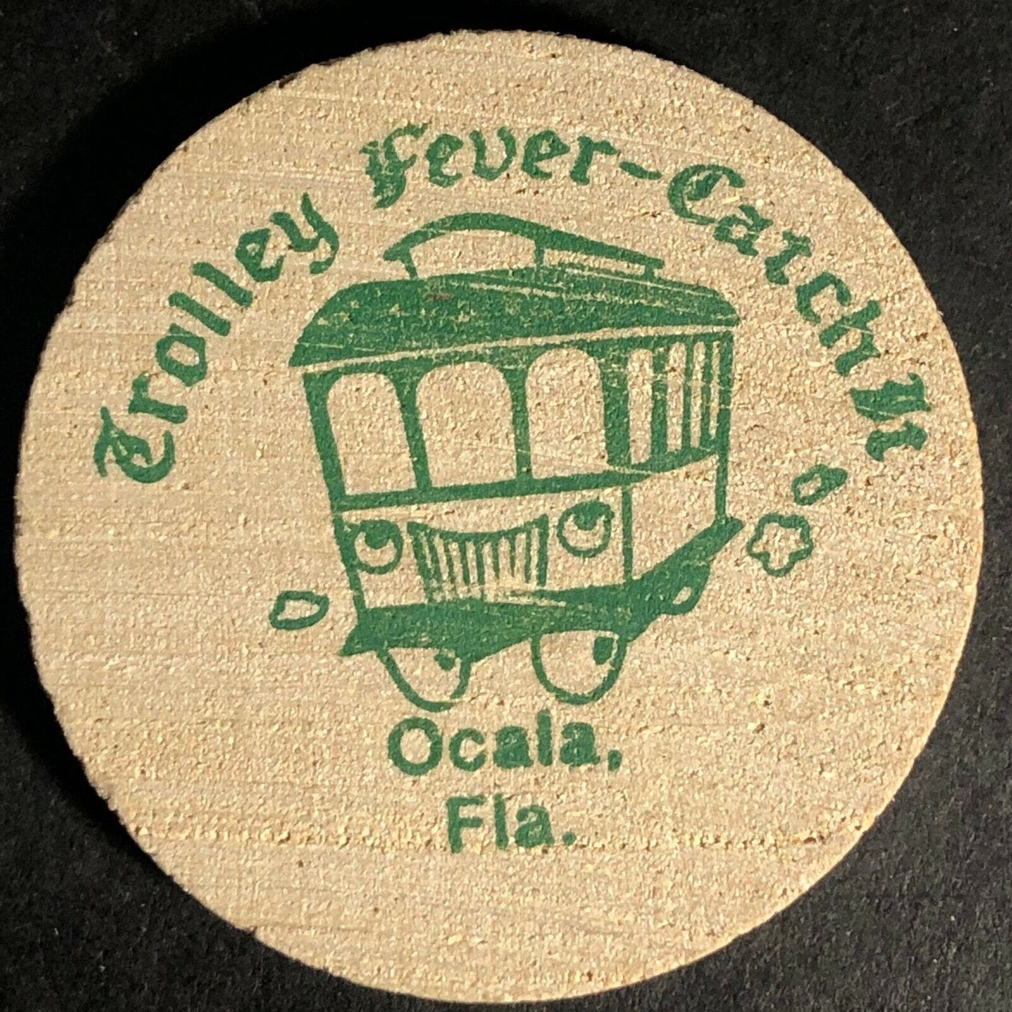 c1980's-90's Ocala (Florida) Trolley Wooden Nickel / Token "Sound House"