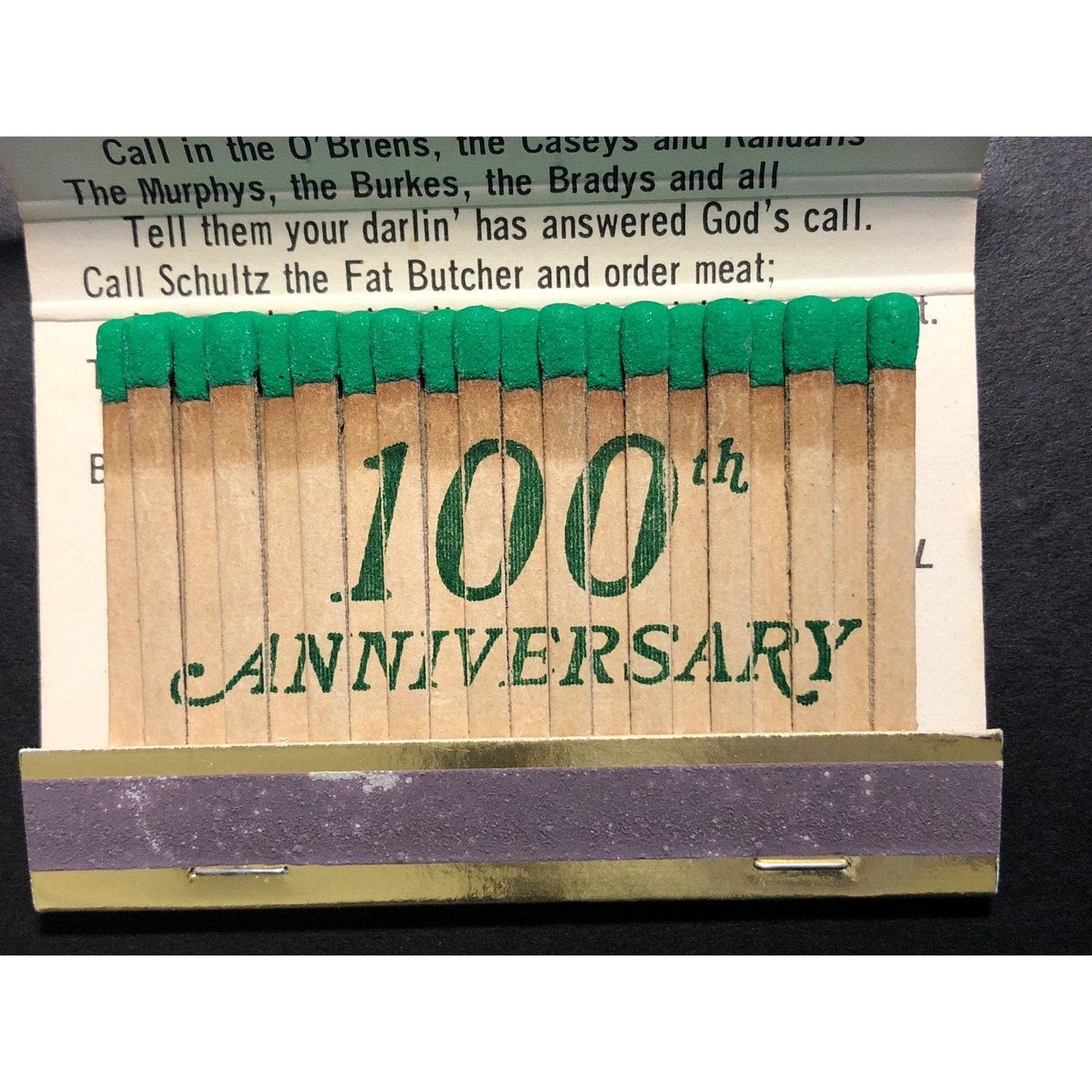 McInerney's Funeral Homes Chicago Full Matchbook 100th Anniv 1973 Printed Sticks