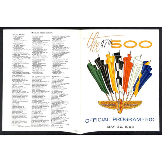 1963 Indy 500 Indianapolis Motor Speedway Program - Cover Only