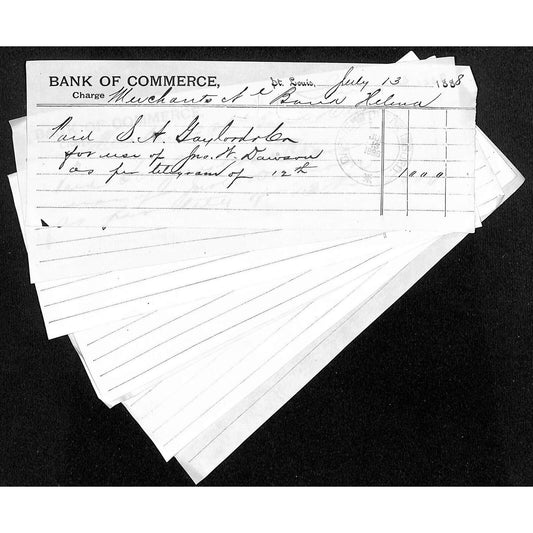 Helena Montana / St. Louis Bank of Commerce (Group of 7) 1888-89 Charge Receipts
