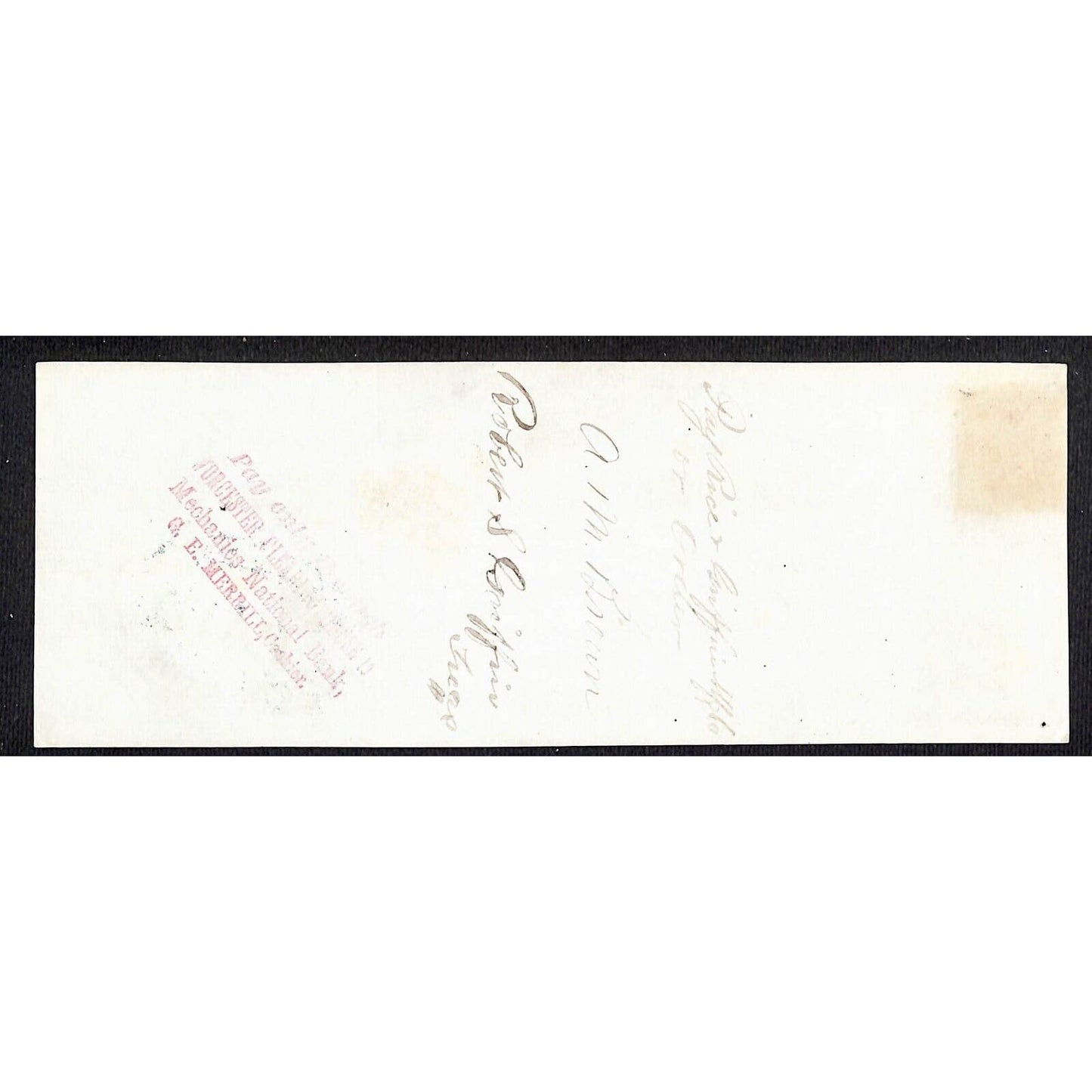 1875 Worcester Safe Deposit & Trust Co. $117.89 Bank Check w/ Building Vignette