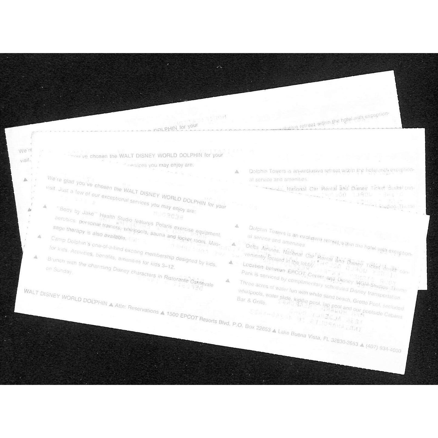 Group of Disney World Dolphin Reservation Modification Notices + Pass VGC