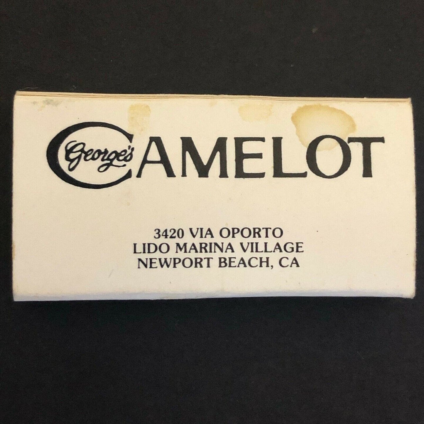 c1960's-70's Wooden Matchbox Matchbook "George's Camelot" Newport Beach, CA