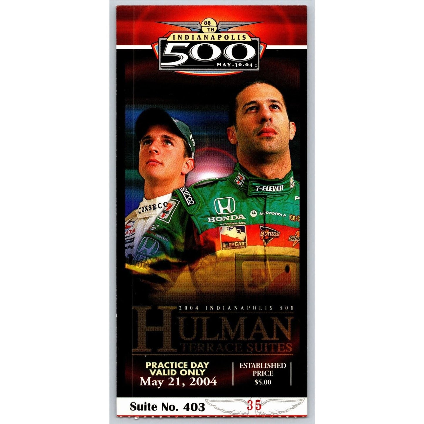2004 Indy 500 Practice Day Hulman Terrace Suites Ticket Stub IMS #35
