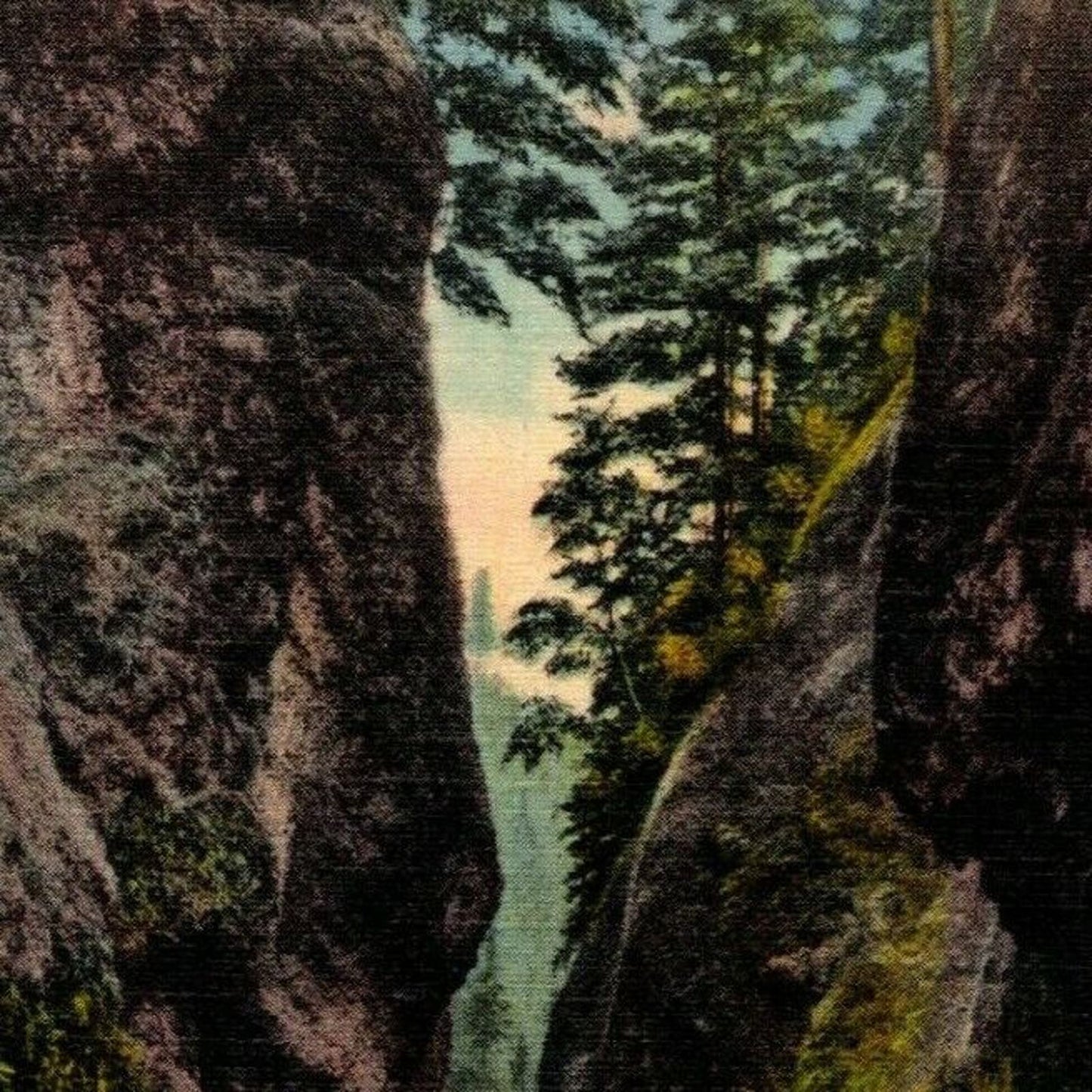 Vintage Linen Postcard Oneonta Gorge, Columbia River Highway, Oregon Unposted