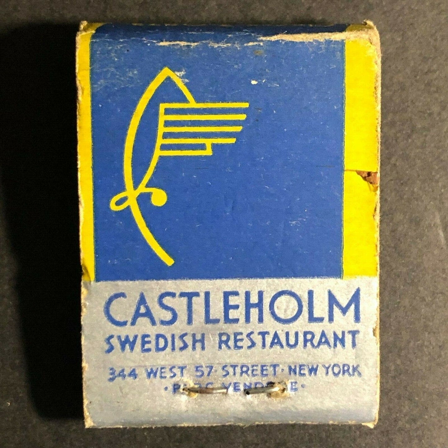 Scarce c1930's-40's Full MINI Matchbook Castleholm Swedish Restaurant NYC