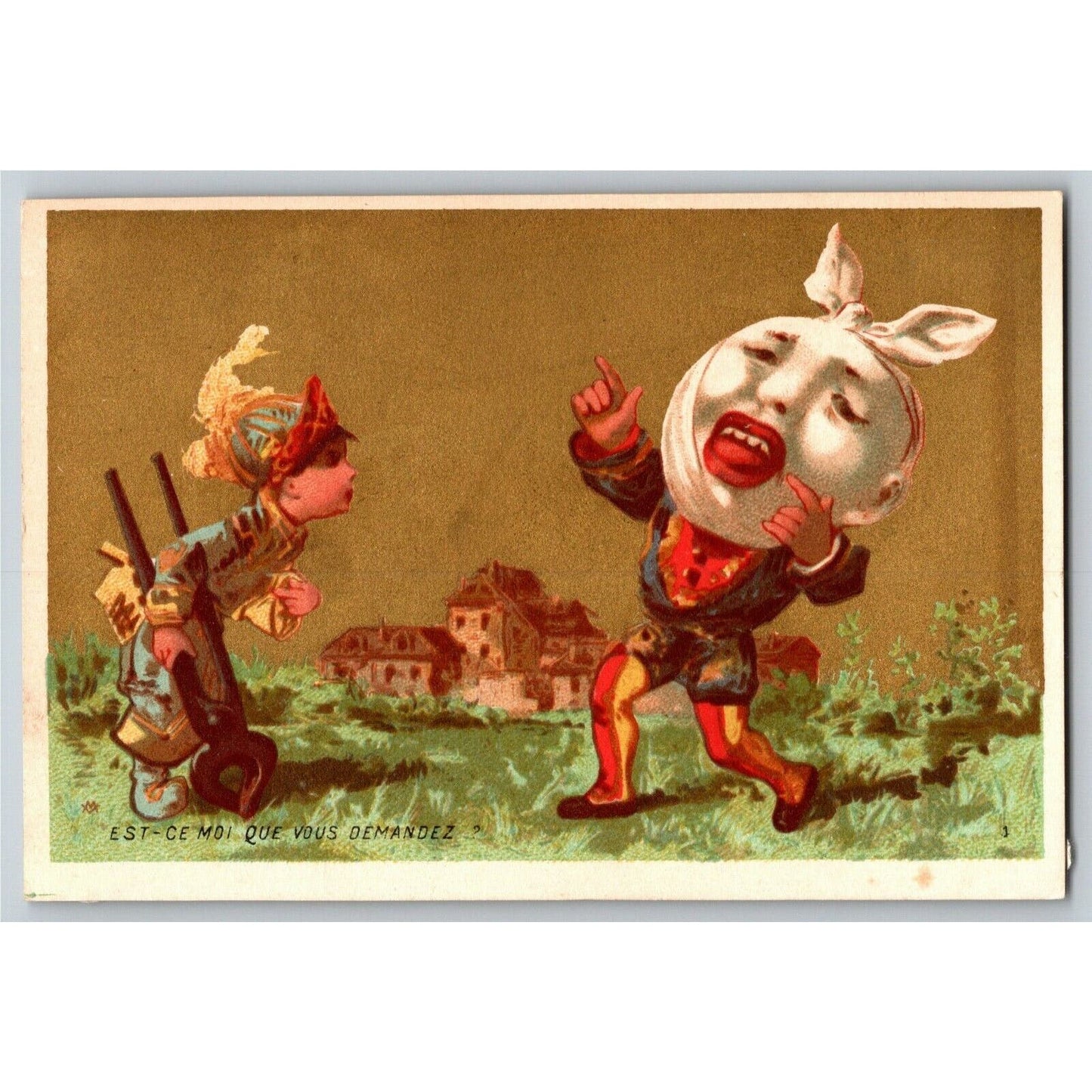 French Victorian Trade Card Gilt Pulling Teeth / Tooth Unmarked Exaggerated
