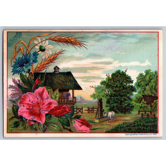 c1883 Blank / Sample Victorian Trade Card Country Home Scene