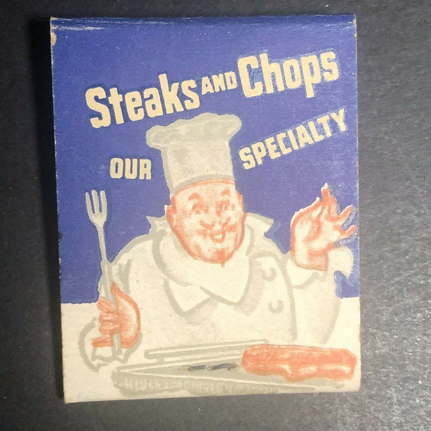 1940's-50's Full Matchbook "Steaks and Chops Our Specialty" Blank Field