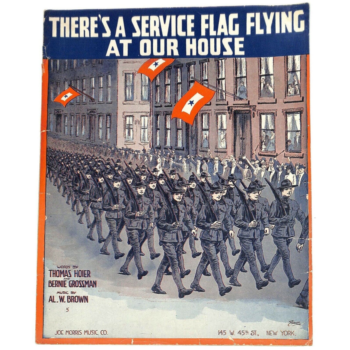 Vintage WWI Era 1917 Sheet Music "There's a Service Flag Flying at Our House"