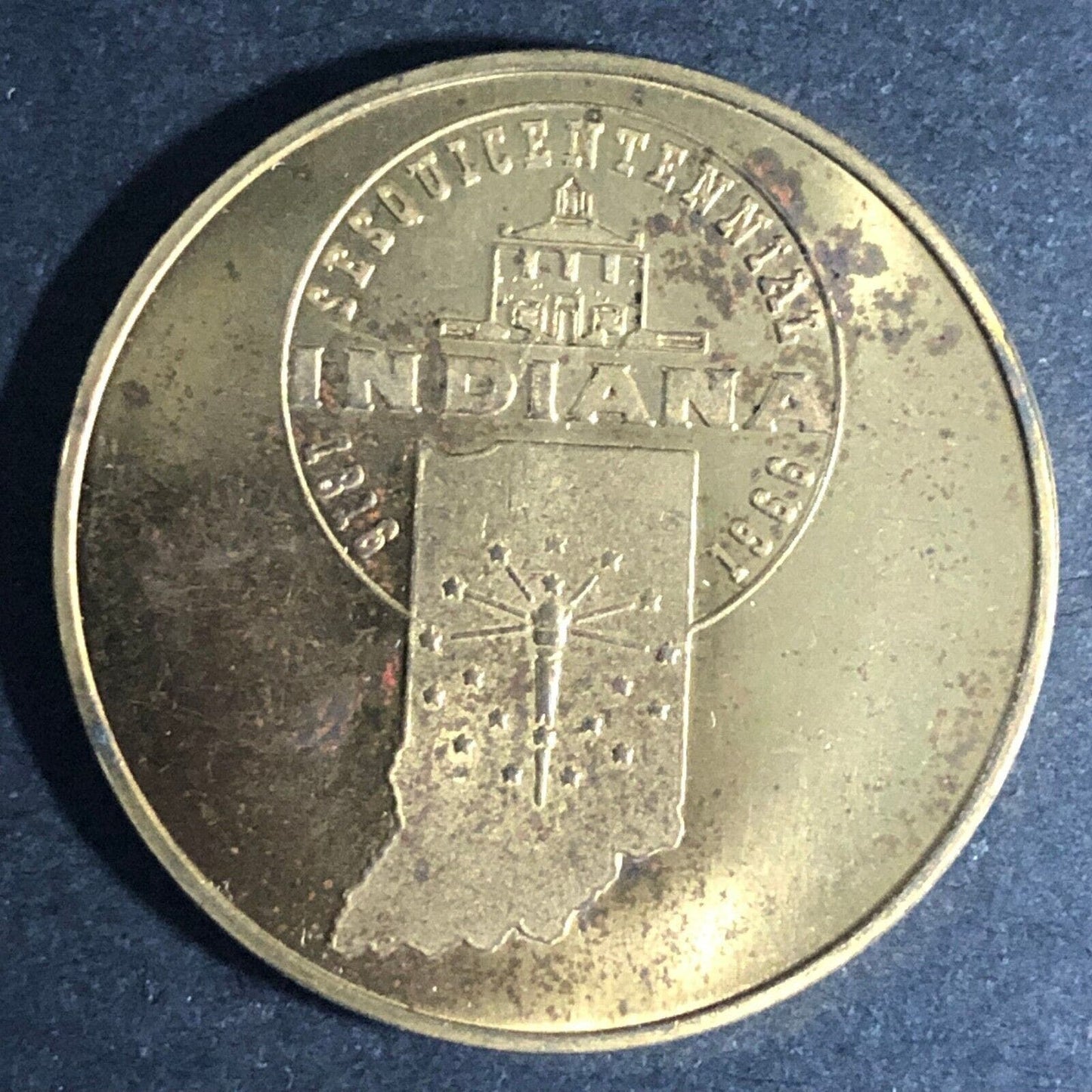 Indiana Sesquicentennial 1816 - 1966 Old Cathedral Vincennes Medal 32mm Scarce