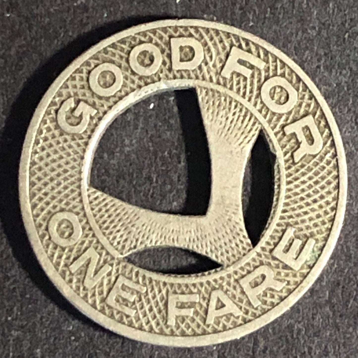 C.A. Lea Transportation Co. (NC) Brass G/F One Fare Hanging "L" Token 16.5mm