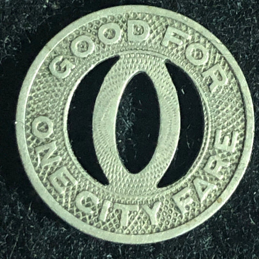 Huntington, WV Ohio Valley Bus Company G/F One City Fare Token 16mm Hanging "O"