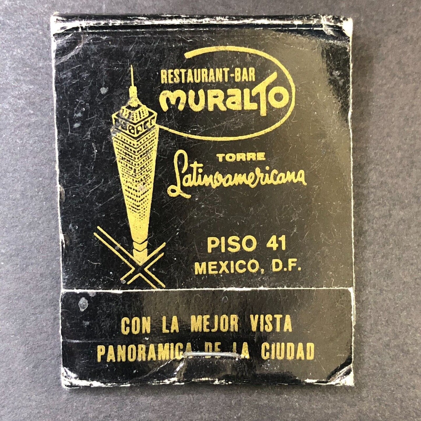 Muralto Tower Grill Bar Mexico Mostly (-1) Full Matchbook c1973-79 Scarce