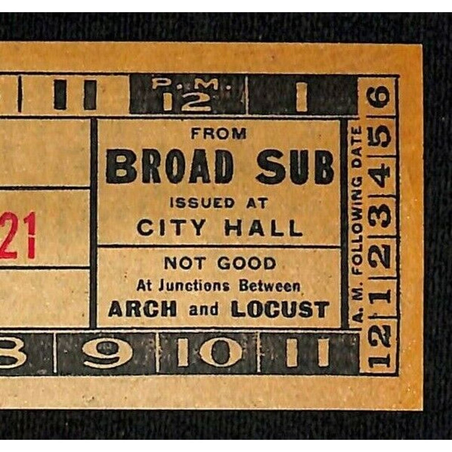 Vintage c1940's-50's Ticket - Philadelphia Transit Co. Arch & Locust #15910