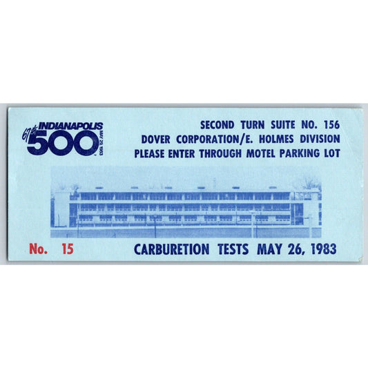 1983 Indianapolis 500 5/26 Carburetion Tests Suite Ticket #15 IMS Scarce