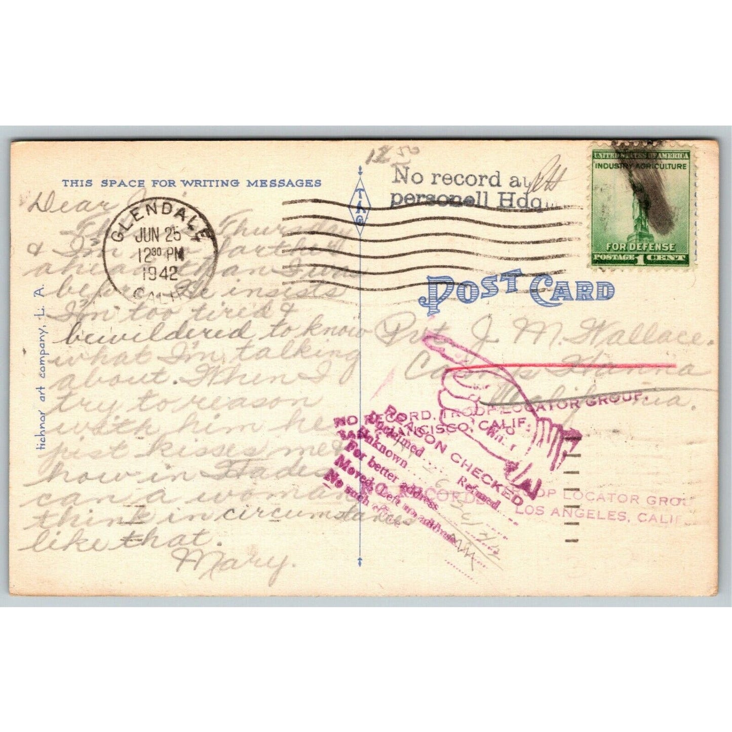 Vintage Linen Postcard Shirley Temple's Home California c1942