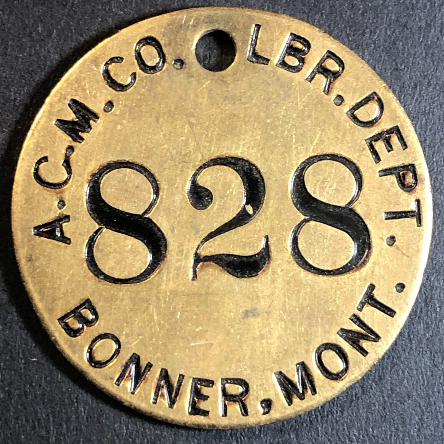 Anaconda Copper Mining Co. Bonner, MT Saw Mill Brass Tool Check Tag 32.5mm #828