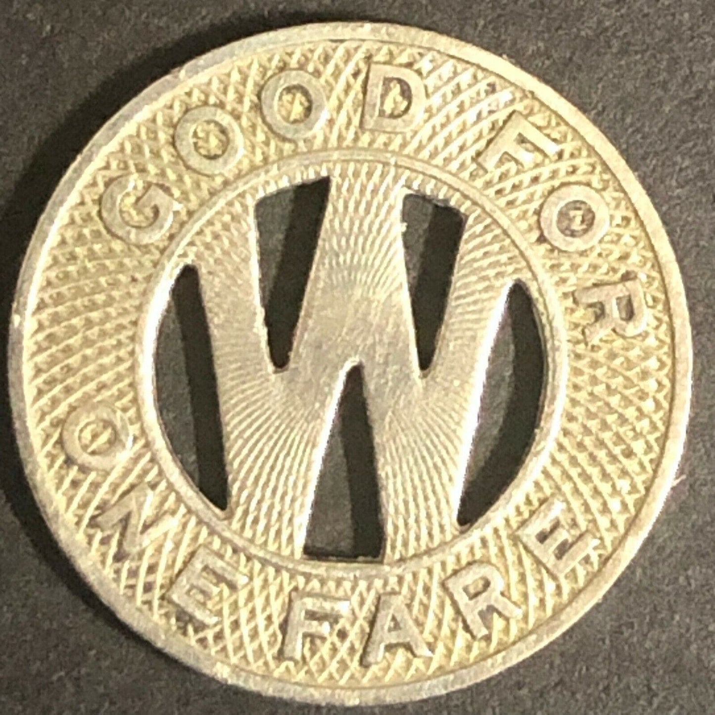 c1930-40's 16mm Delaware Electric Power Co. G/F One Fare Brass Token -Wilmington