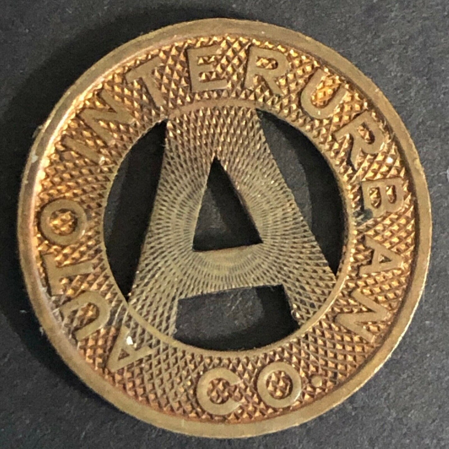 Vintage 16mm Auto Interurban Co. (Spokane, WASH) Brass "A" "One Token"