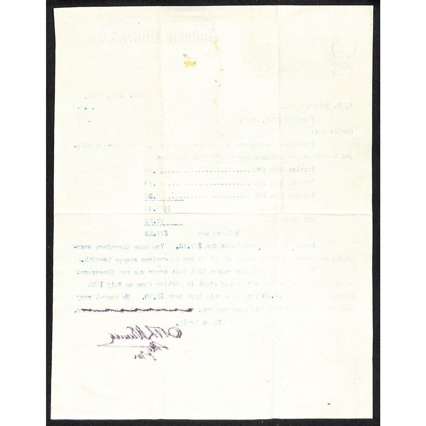 Aultman, Miller & Co. Buckeye Harvesting Akron, OH 1894 Letterhead S.R. Buford*