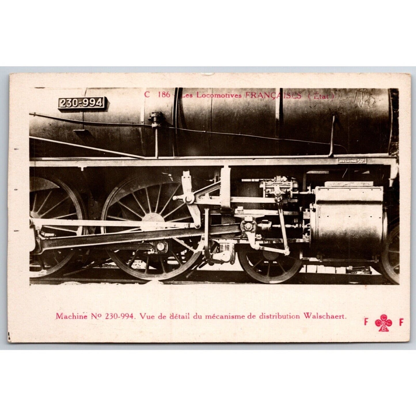 French Railroad RPPC* Postcard Machine 230-994 C 186 c1910 F. Fleury