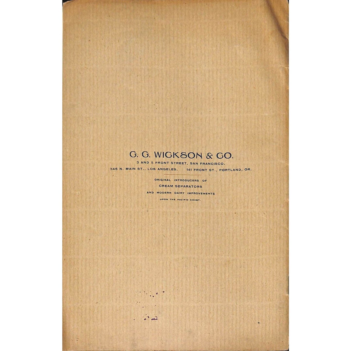 Scarce 1892 "De Laval Cream Separators Catalog" Wickson Los Angeles, CA 16pp VGC