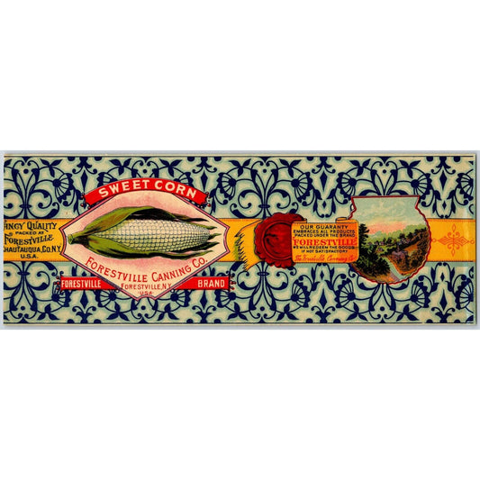 Forestville Canning Co Sweet Corn Paper Can Label New York c1900-10's VGC Scarce