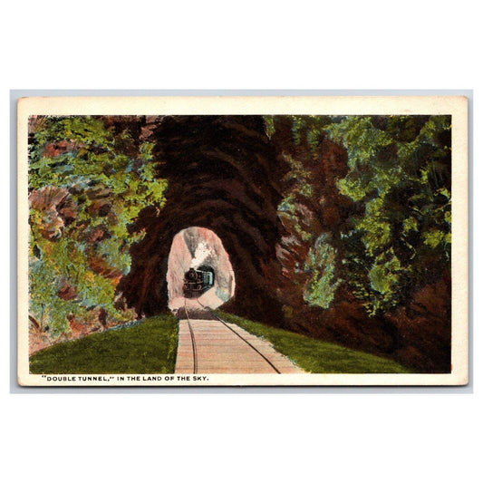c1920's-30's "Double Tunnel" In the Land of the Sky Postcard Railroad NP VGC