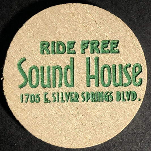 c1980's-90's Ocala (Florida) Trolley Wooden Nickel / Token "Sound House"