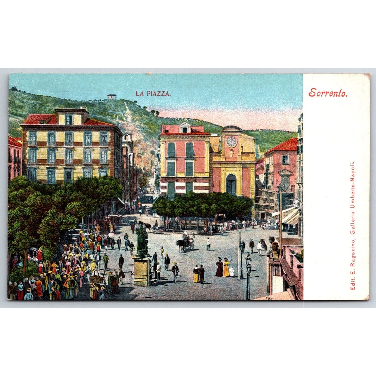 Italian Postcard Sorrento "The Square" "La Piazza" 1901-1907 NP VGC
