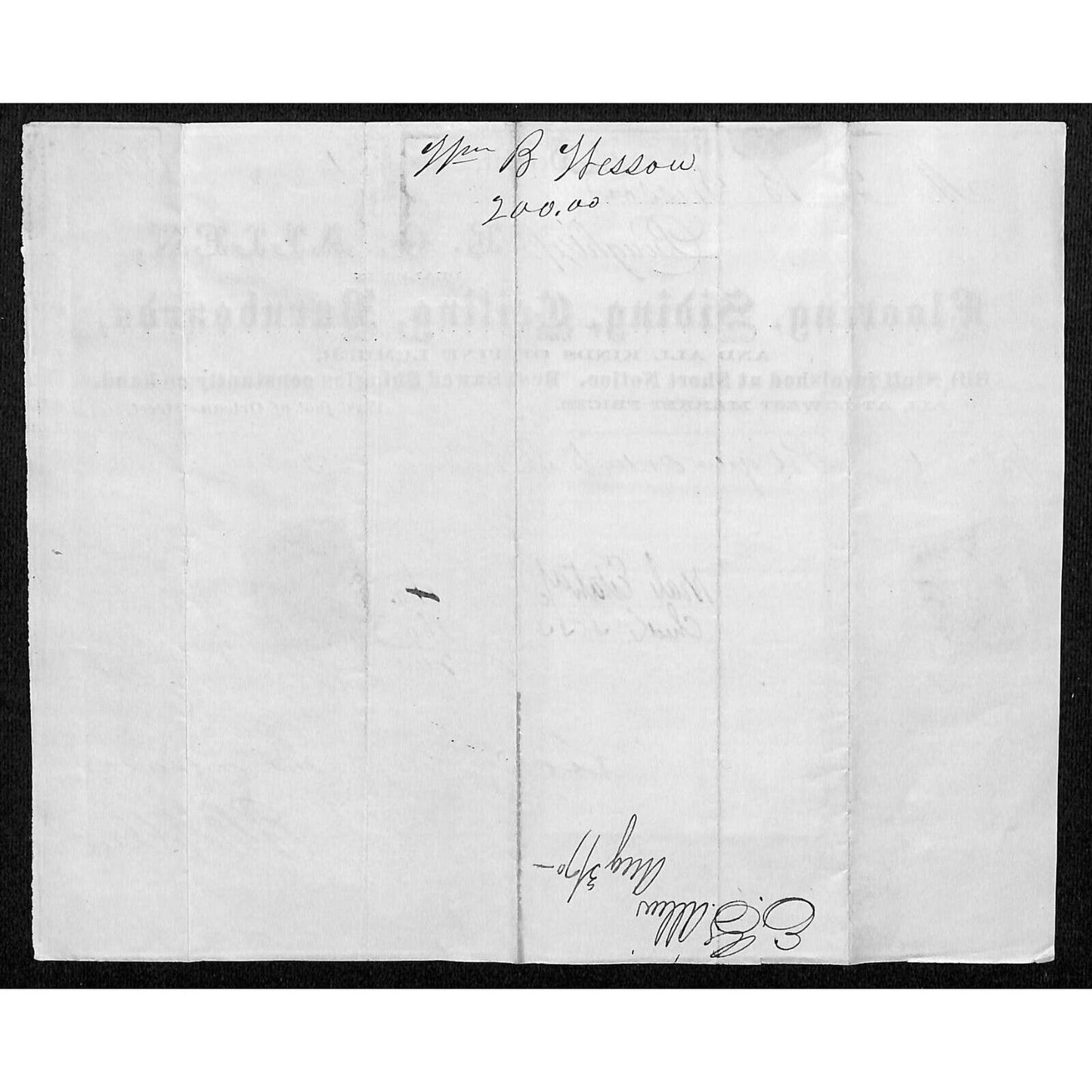 Detroit Letterhead E.G. Allen Flooring Siding Barnboards 1870 w/ 2 Rev Stamps
