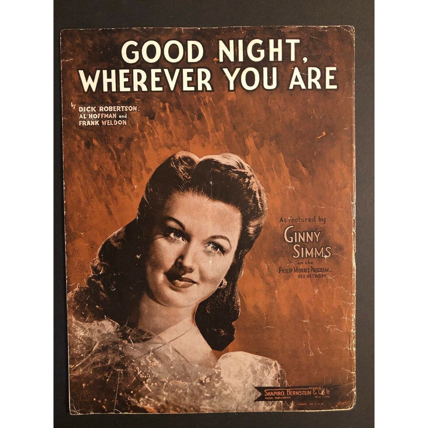 Vintage 1940's Sheet Music "Good Night Wherever You Are"