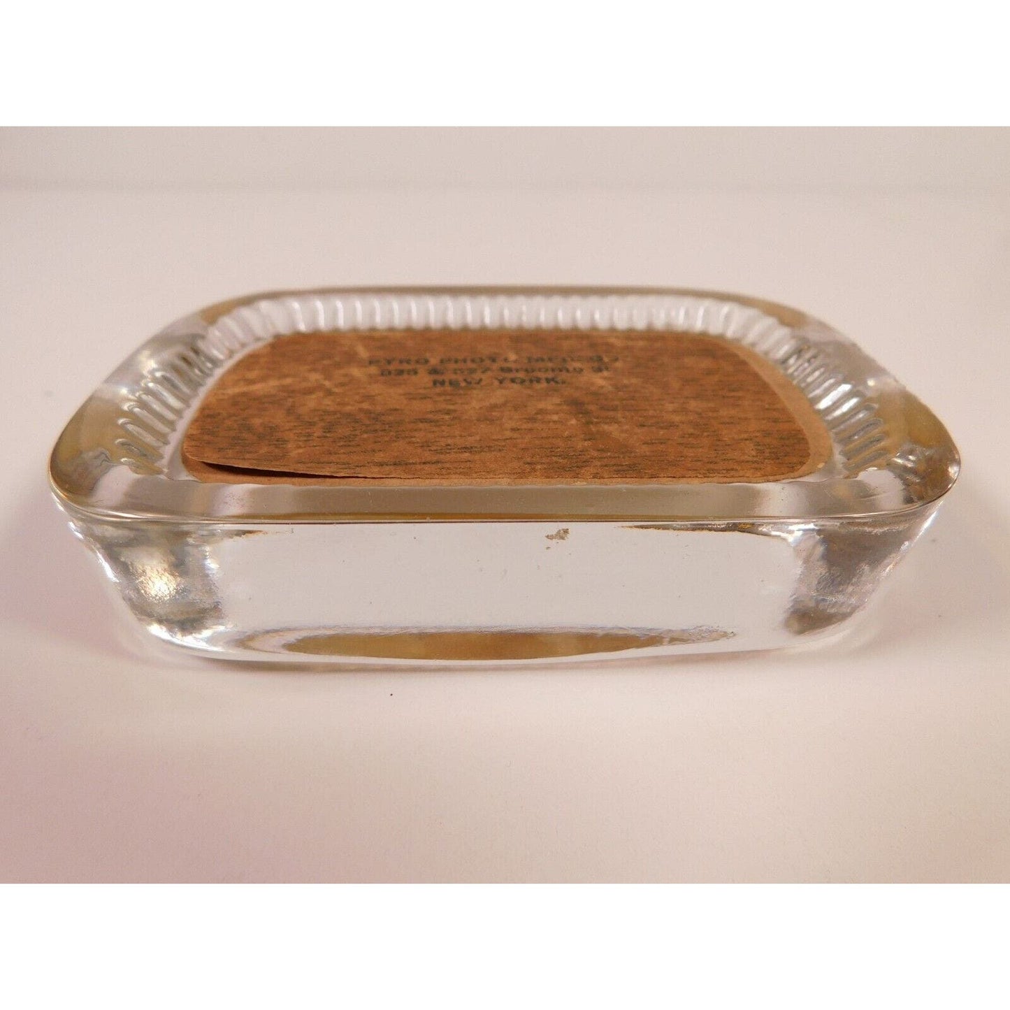 Vintage Glass Temple Music Sept. 1901 Rectangular Paperweight 2 1/2" x 4" 10 oz.