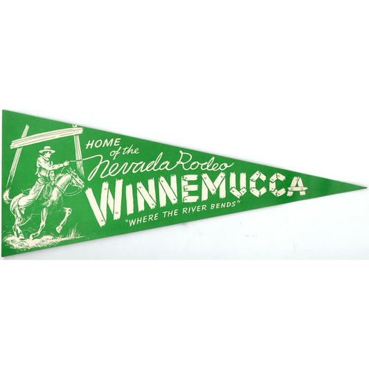 1940's-50's Green Nevada Rodeo Winnemucca Paper Pennant Label w/ Gum Adh. Back