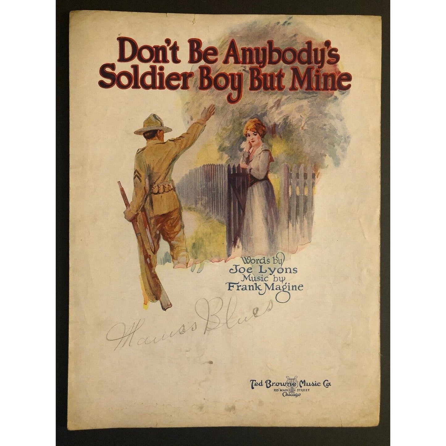 Vintage WWI Sheet Music "Don't Be Anybody's Soldier Boy But Mine"