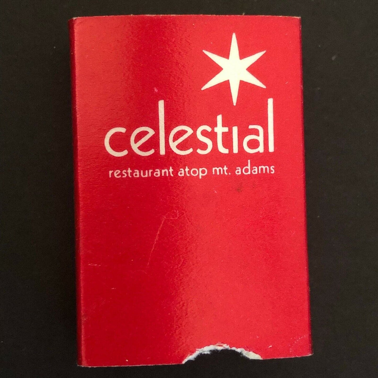 c1970's-80's Wooden Matchbox Matchbook "Celestial Restaurant - Atop Mt. Adams"