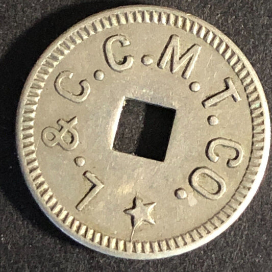 L. & C. C. M. T. Co (Beaver Meadows PA) WM "One Fare Work Token" 18mm Scarce