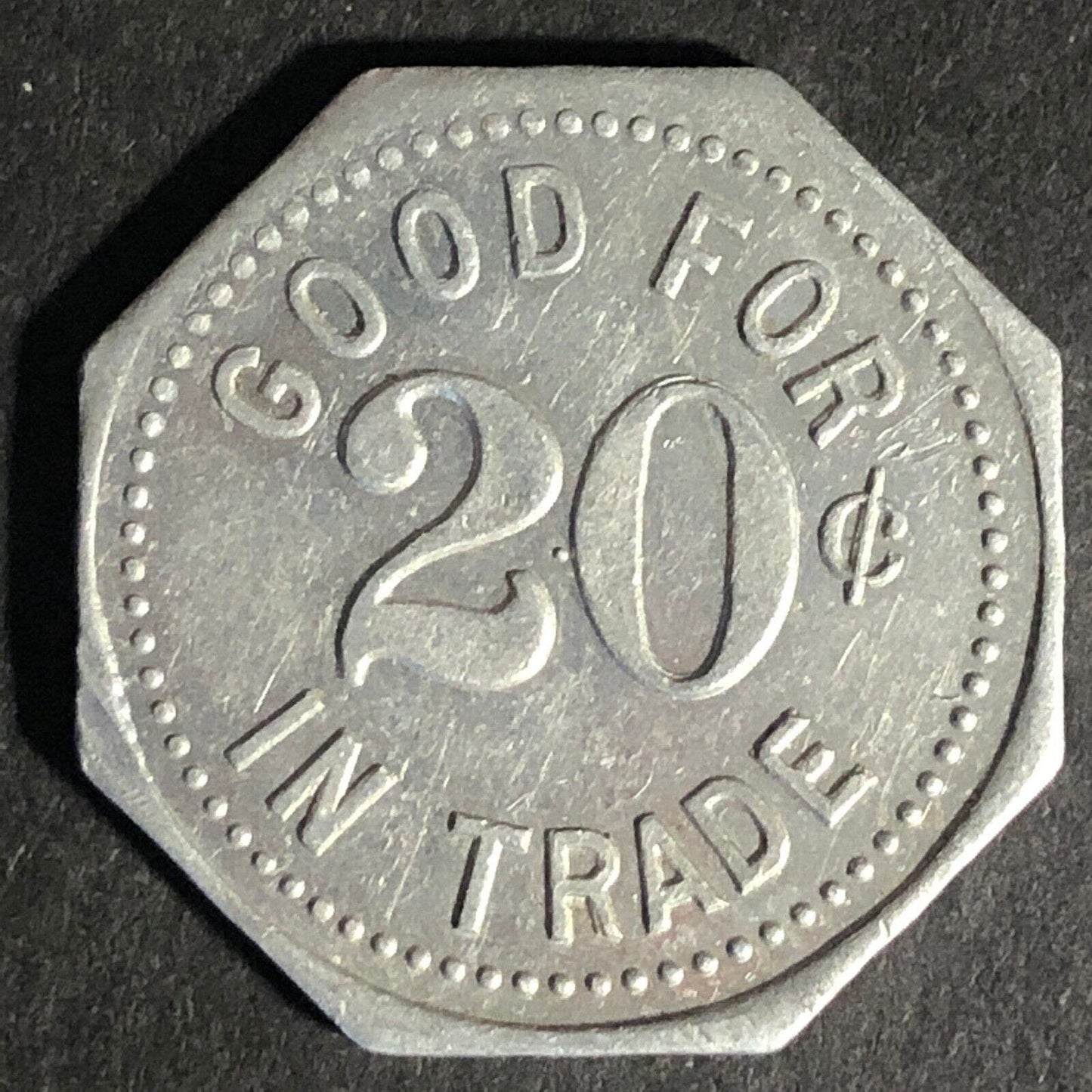 J.S. Hosford (Montrose, PA) G/F 20c Octagon Alum. Token 25mm