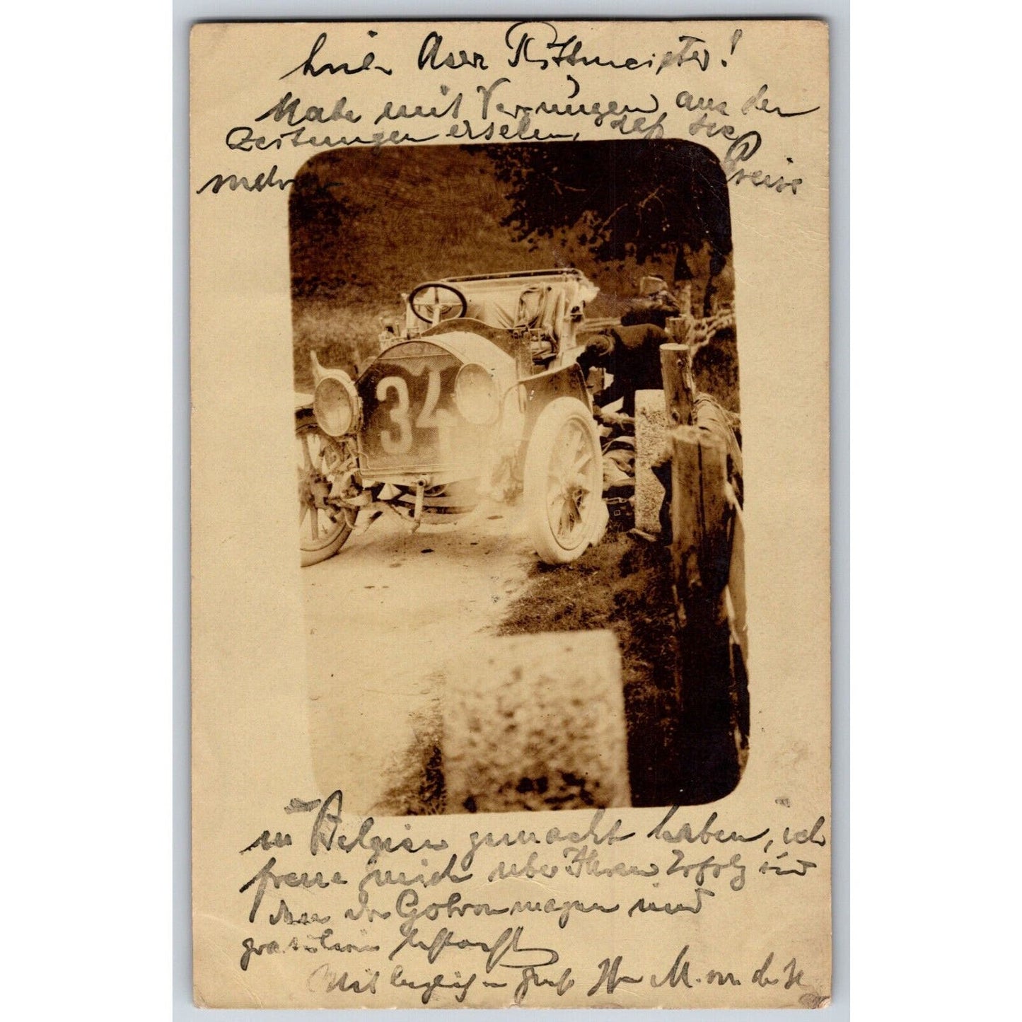Auto Racing Postcard c1908 #34 (being worked on?) Scarce