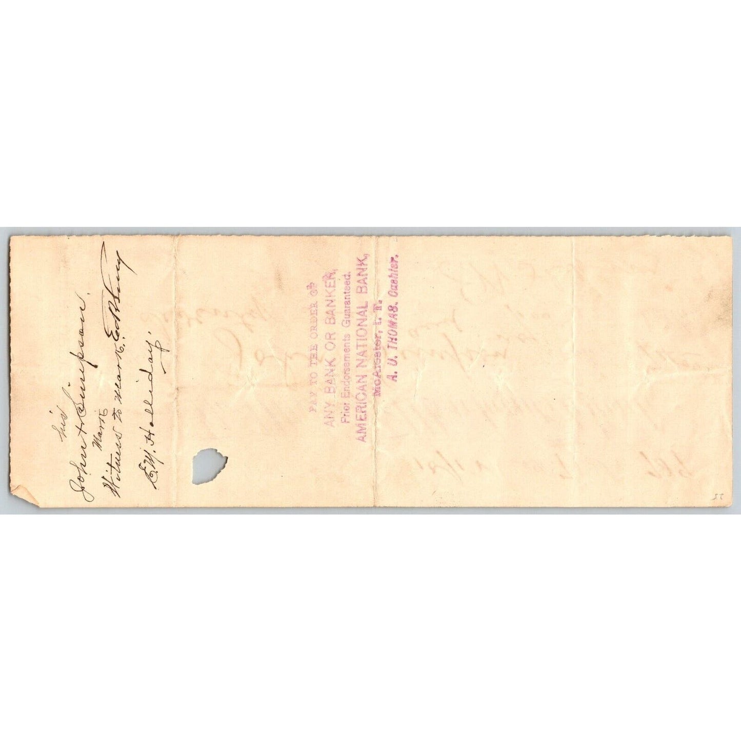 Krebs, OK Oct. 1907 Indian Territory "Miners & Merchants Bank" Check Scarce