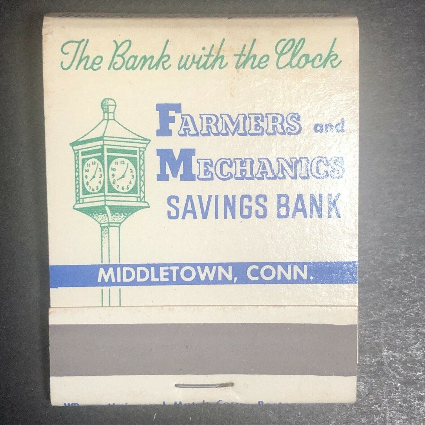 1950's-60's Full Matchbook "Farmers and Mechanics Savings Bank" Middletown, CT