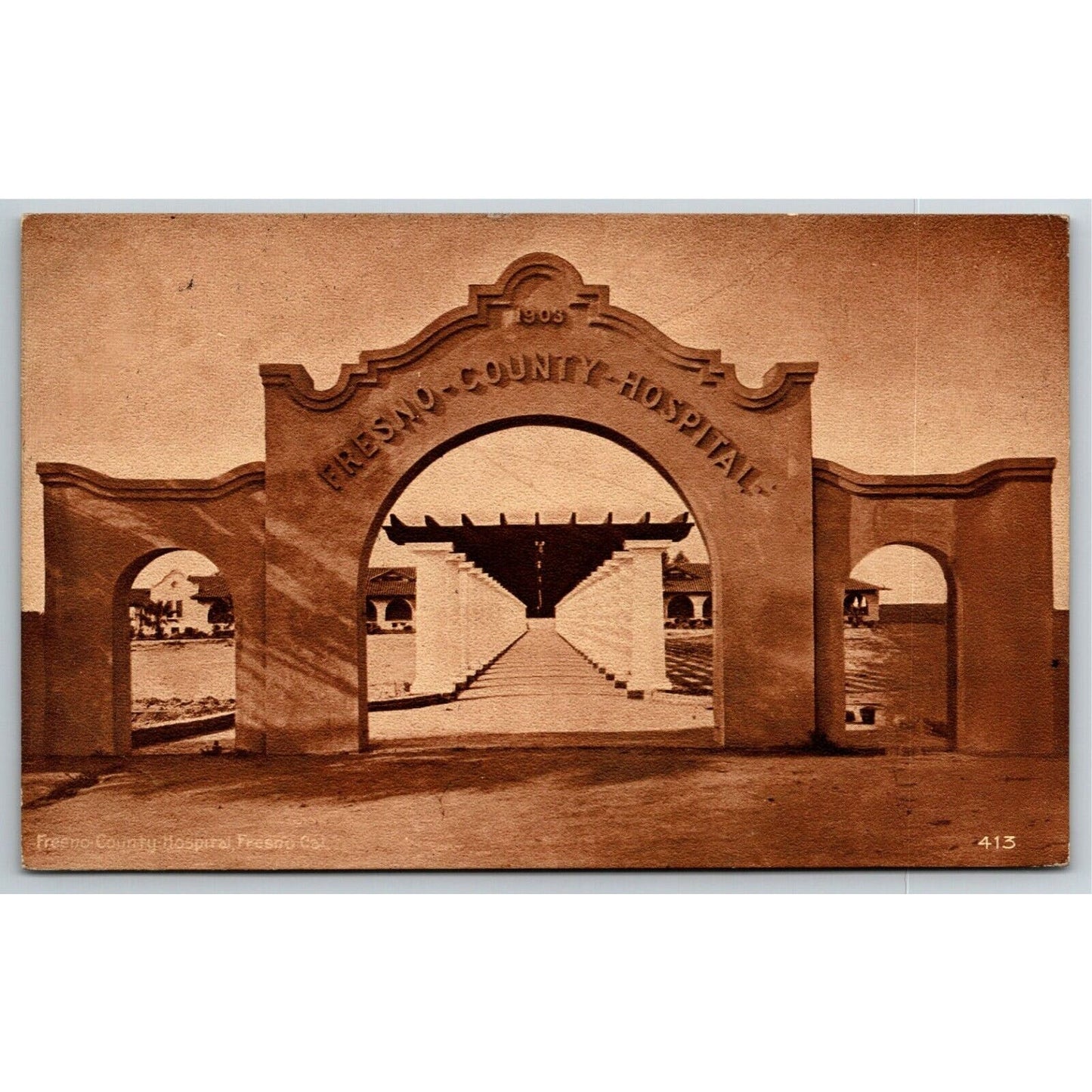Vintage c1912 Postcard "Fresno County Hospital" California."
