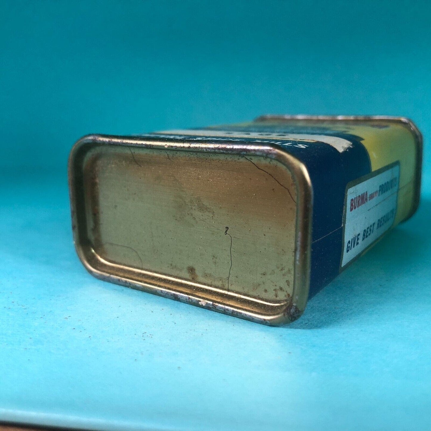 Burma Brand Chicago Sage Spice Tin 3 1/8"h Fiber Body w/ Tiger c1940's Scarce