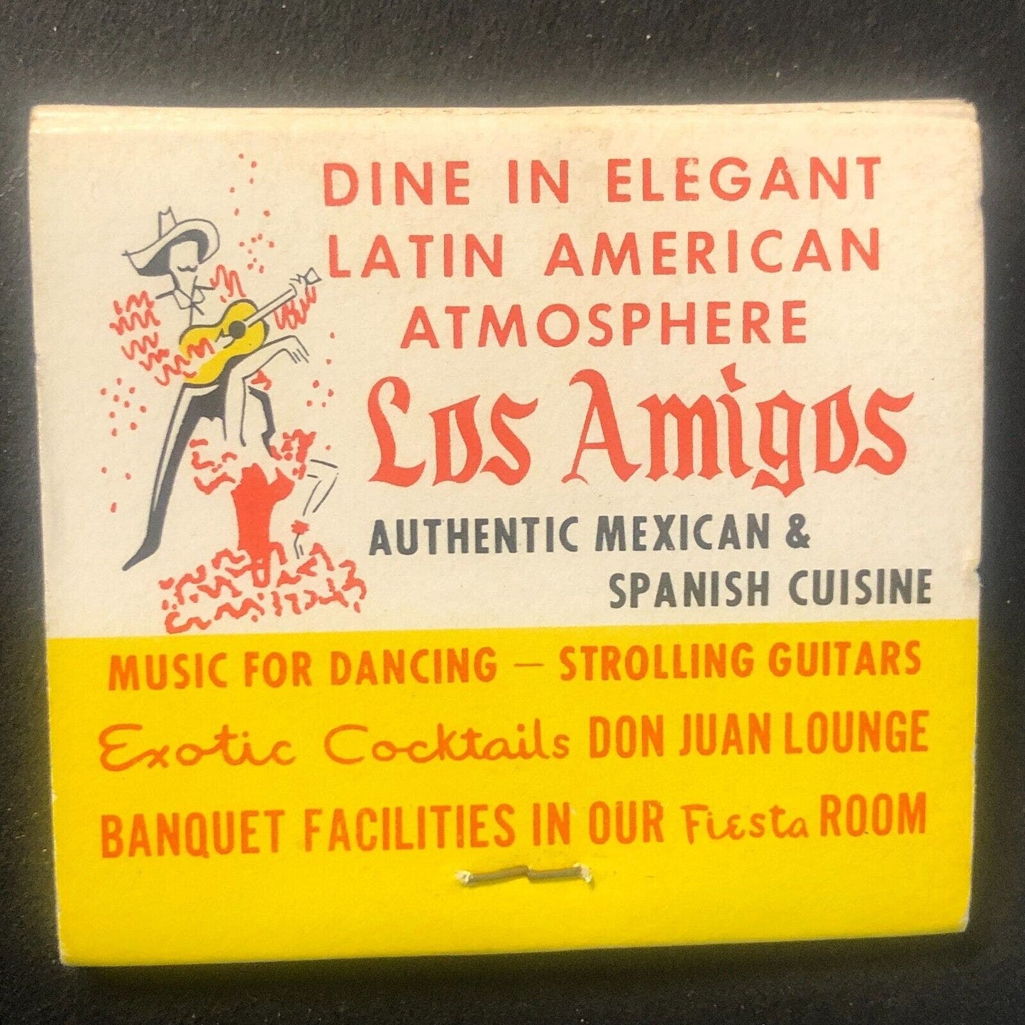 Los Amigos Restaurant Niles, IL Vintage Full Matchbook c1960's-73 Scarce VGC