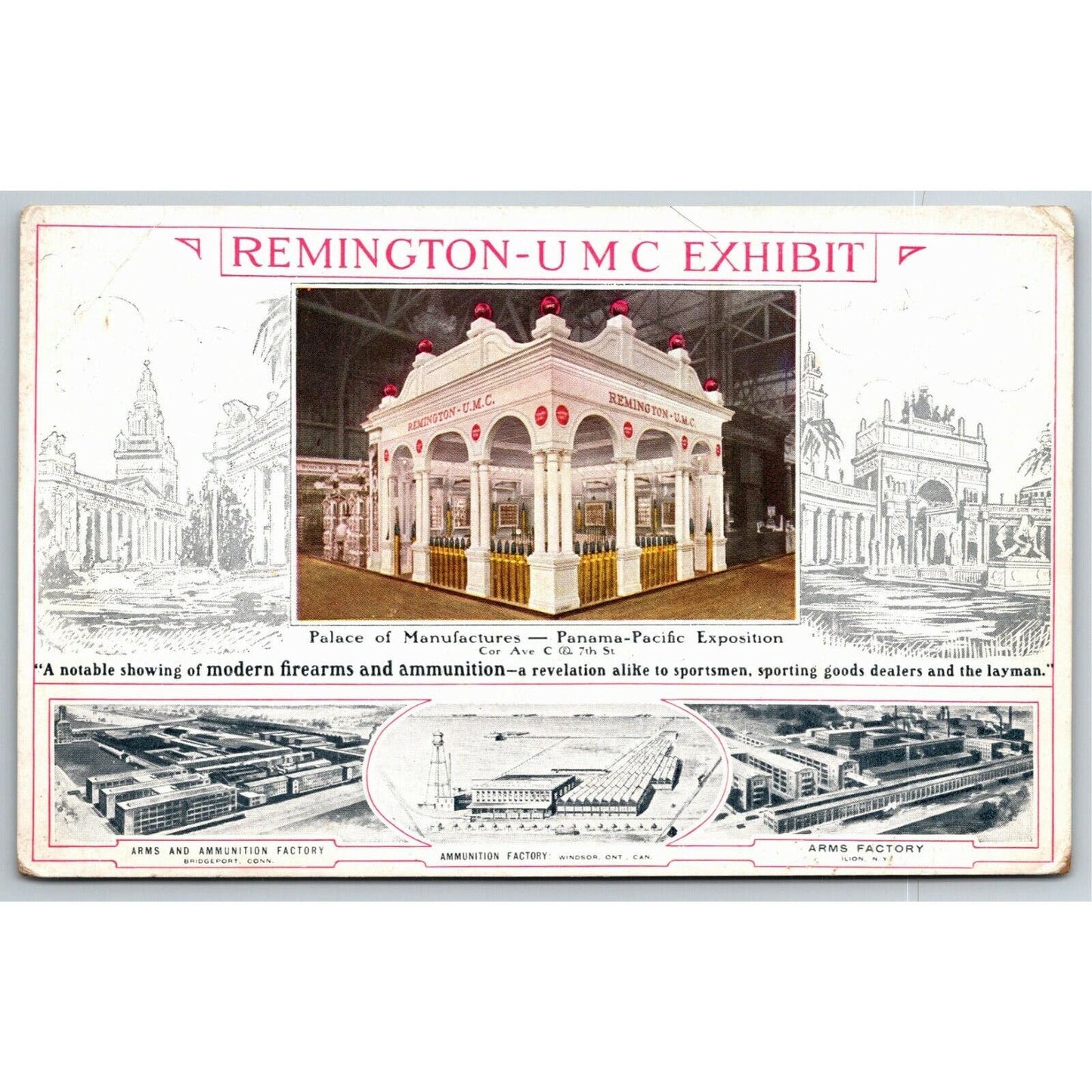 Vintage 1915 Pan Pacific Exposition San Francisco Postcard - "Remington U.M.C."